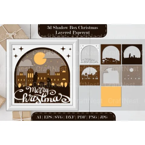 Shadow Nativity Scene Layered Papercut SVG
