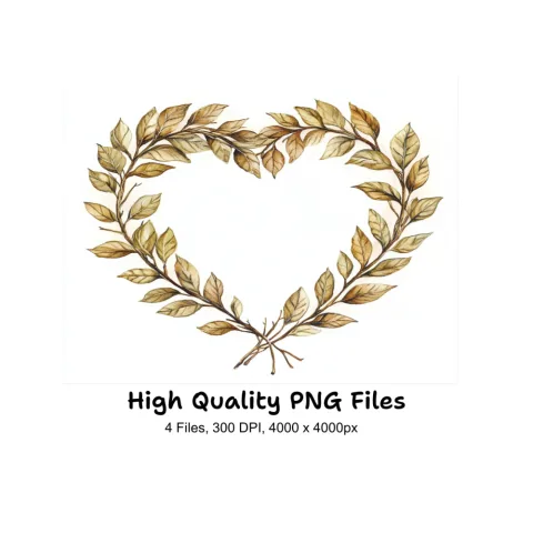 Heart Shaped Leaf Wreaths Clipart Bundle