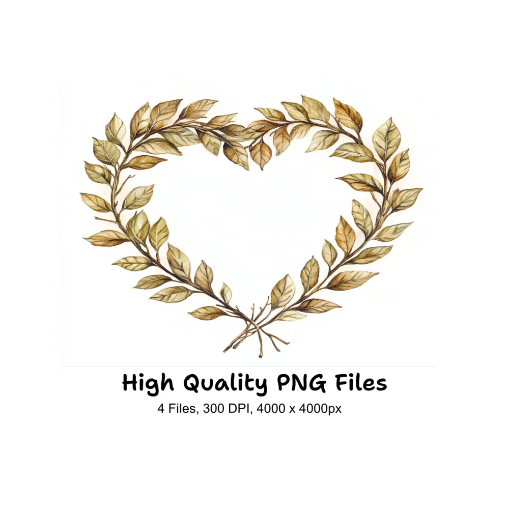 Heart Shaped Leaf Wreaths Clipart Bundle
