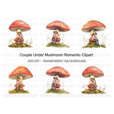 Couple on Mushroom Clipart Bundle