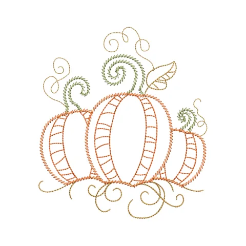 Pumpkin Line Stitch Embroidery Design