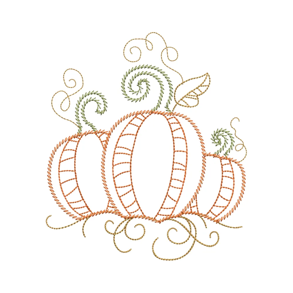 Pumpkin Line Stitch Embroidery Design