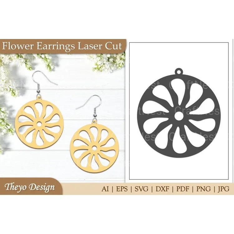 Lasercut Flower Earrings SVG Bundle