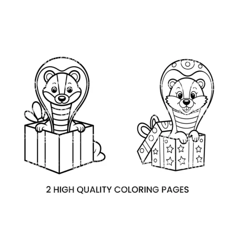 Cute Otter in Gift Box Coloring Books