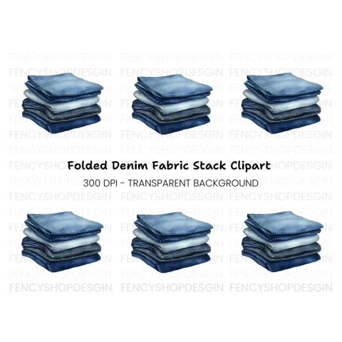 Stack of Folded Denim Clipart Bundle