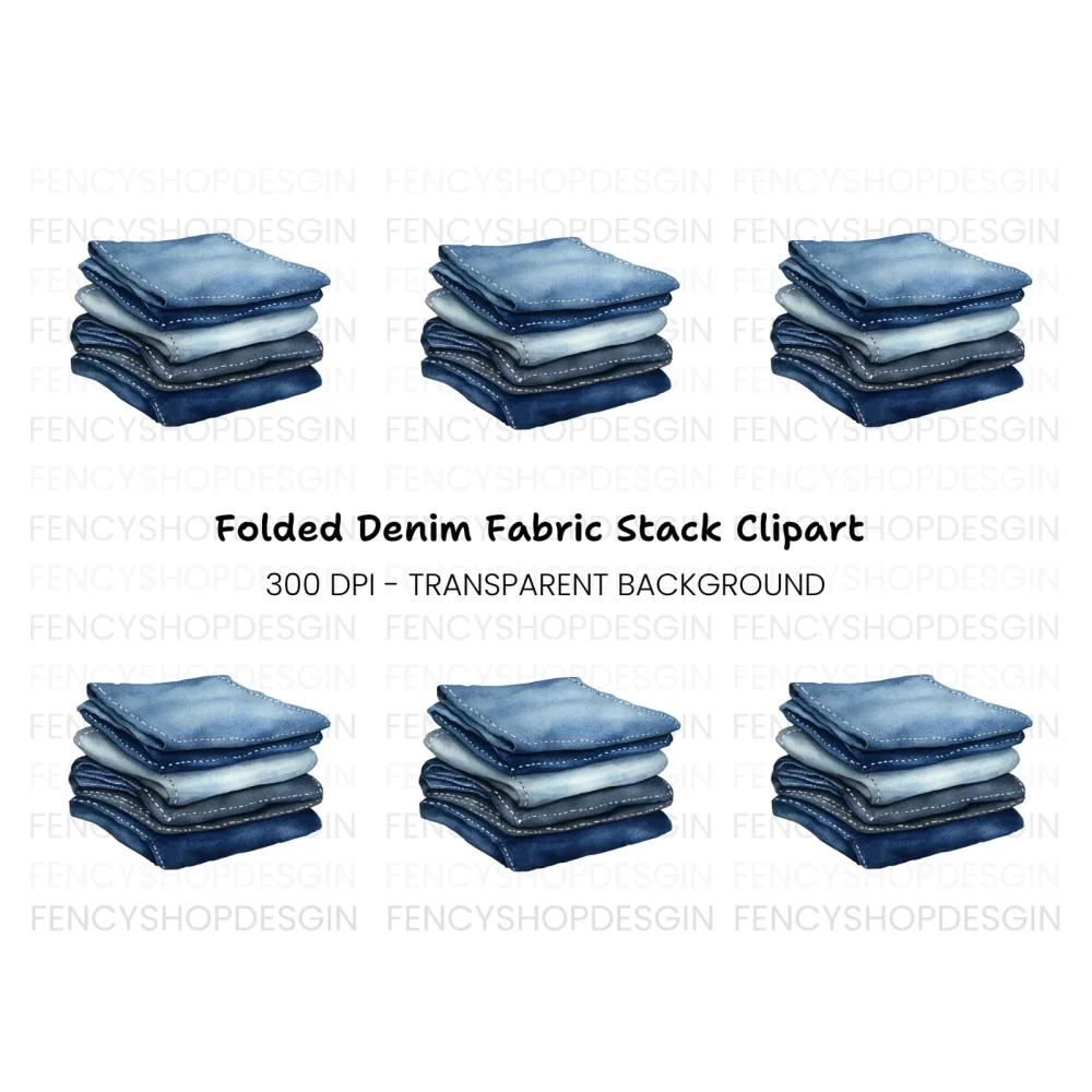 Stack of Folded Denim Clipart Bundle