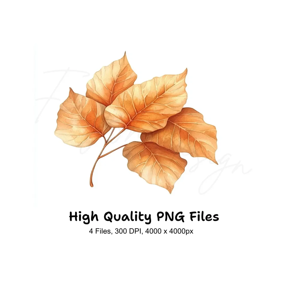 Warm Toned Autumn Leaf Branches Clipart Bundle