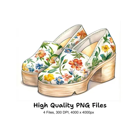 Floral Footwear Clipart Bundle