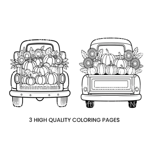 Fall Truck with Pumpkins Coloring Books