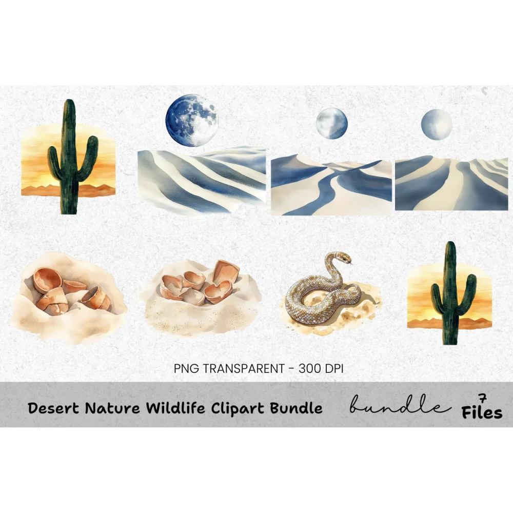 Desert Wildlife Nature Clipart Bundle