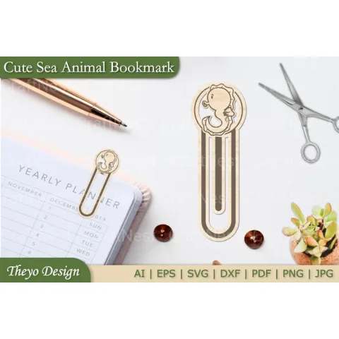 Cute Sea Animal Bookmark SVG Bundle