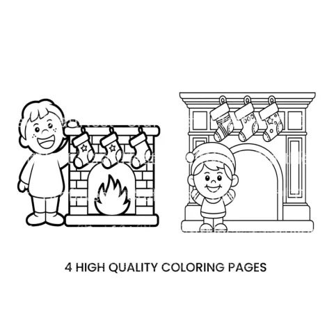 Christmas Fireplace Fun Coloring Books