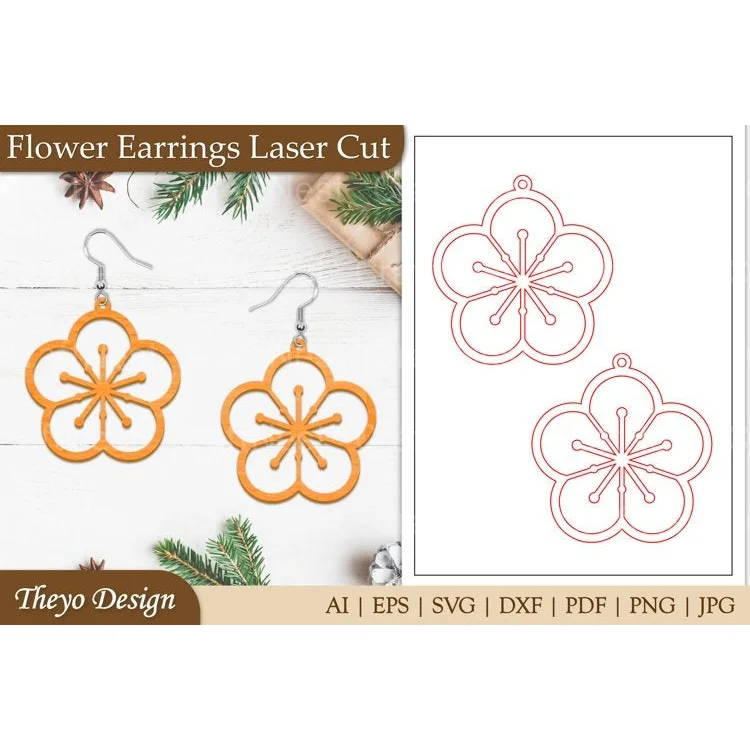 Lasercut Flower Earrings SVG Bundle