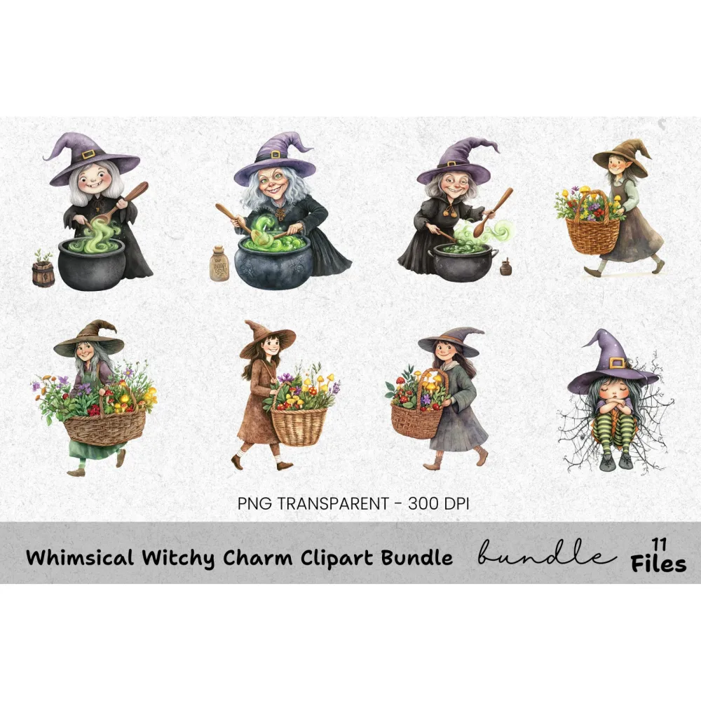 Whimsical Witchy Charm Clipart Bundle