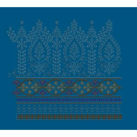 Azure Paisley Tapestry Embroidery Design