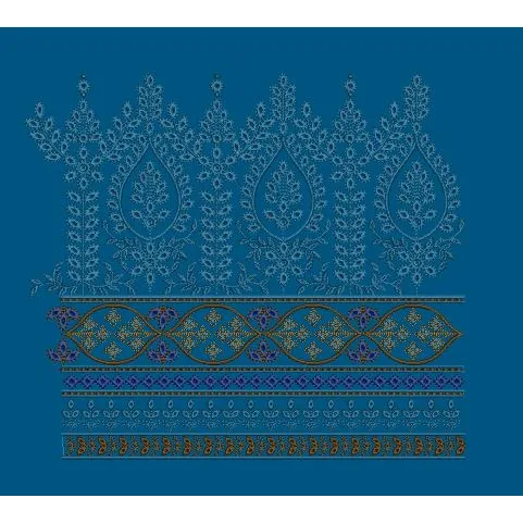 Azure Paisley Tapestry Embroidery Design