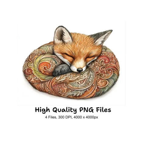 Sleeping Foxes Clipart Bundle
