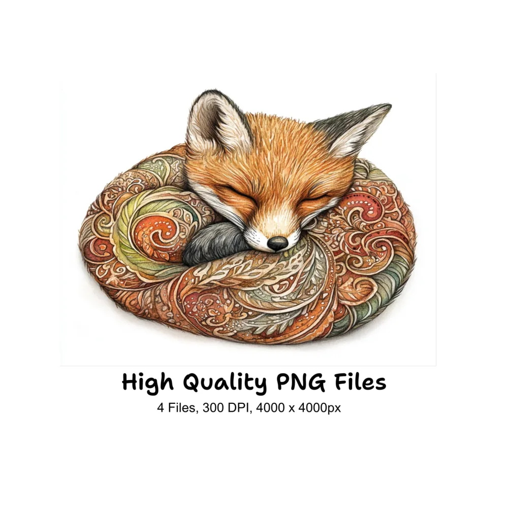 Sleeping Foxes Clipart Bundle