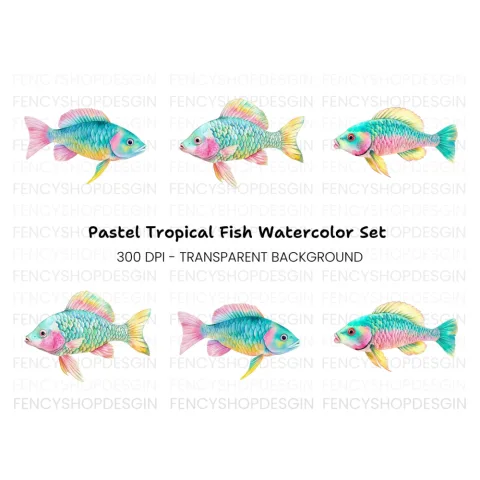 Pastel Fish Clipart Bundle