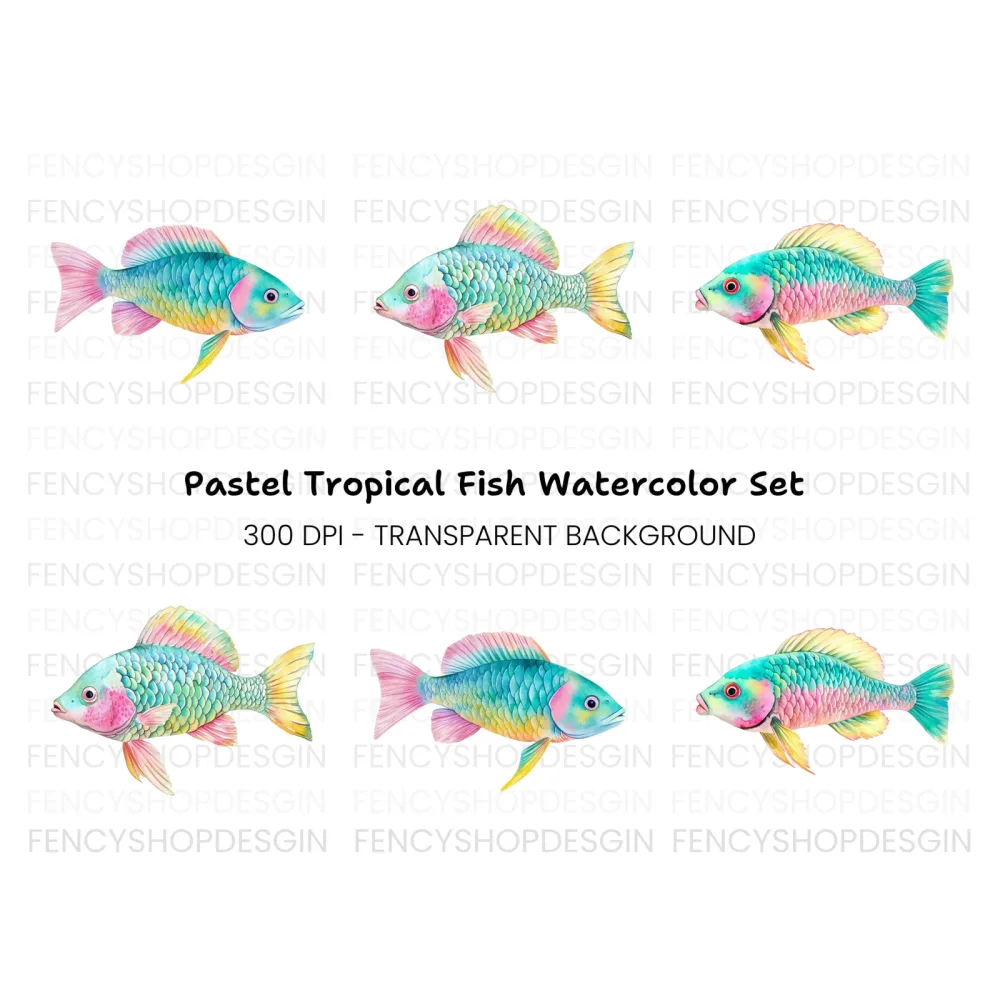 Pastel Fish Clipart Bundle