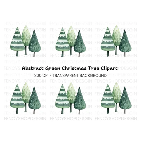 Winter Forest Tree Clipart Bundle