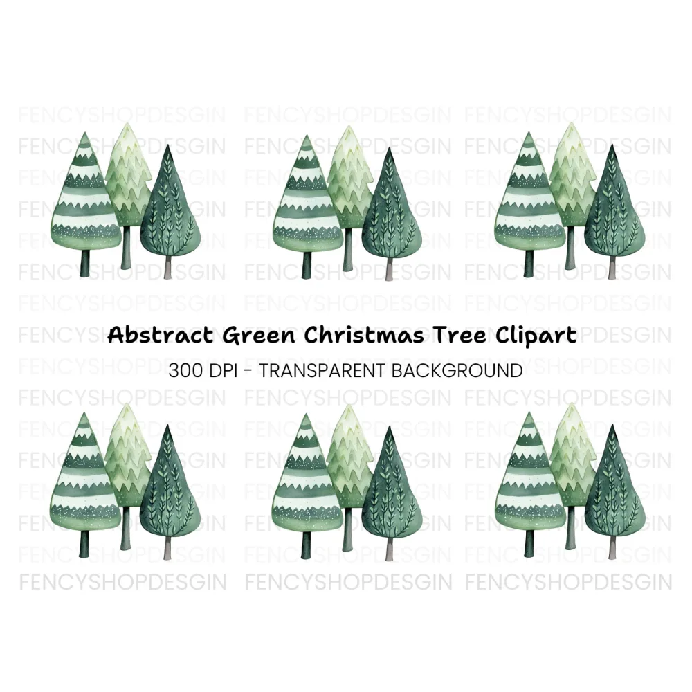 Winter Forest Tree Clipart Bundle