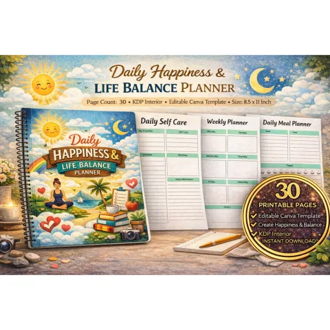 Daily Happiness Life Balance Planner