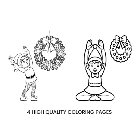 Christmas Elf Wreath Fun Coloring Books