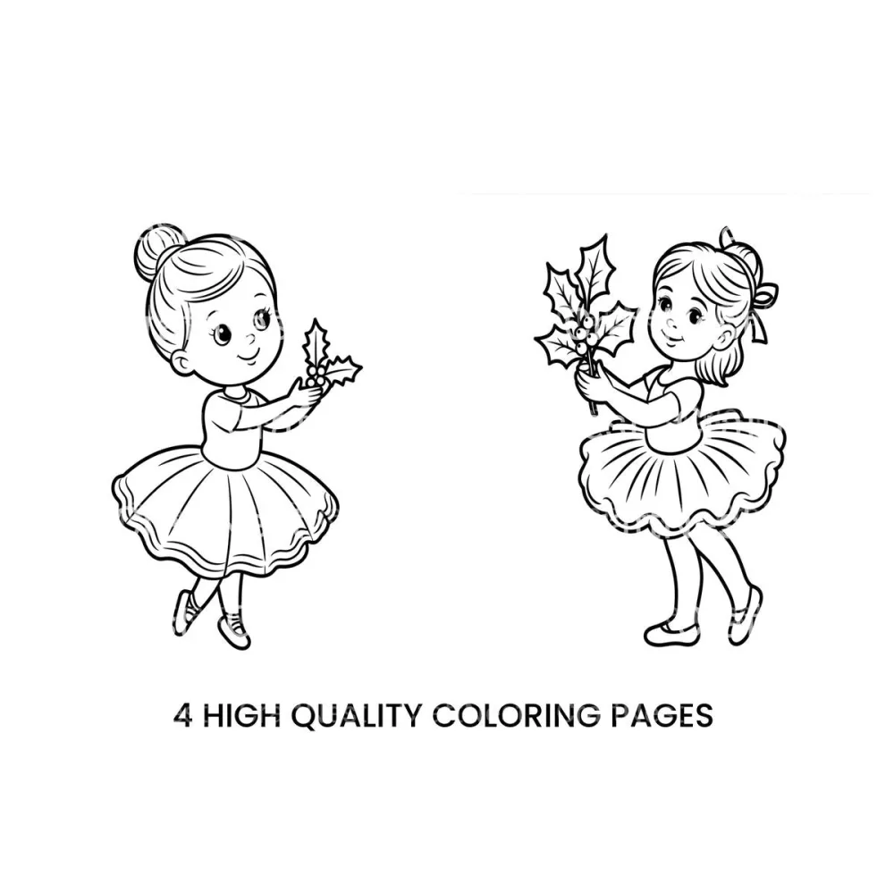Cute Ballerina Christmas Coloring Books