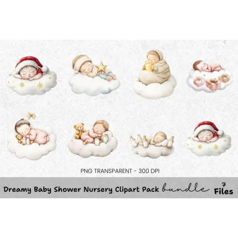 Dreamy Cloud Babies Clipart Bundle