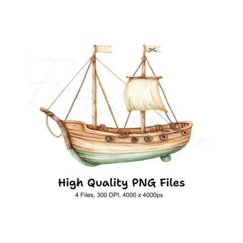 Vintage Pirate Ships Clipart Bundle
