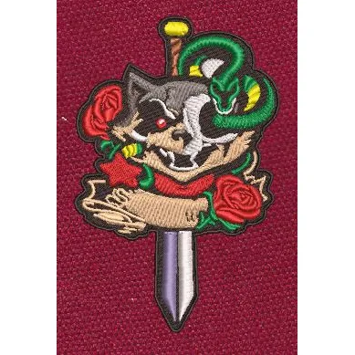 Cat Skull Snake Rose Embroidery Design