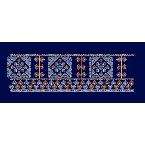 Geometric Square and Triangular Motif Border Embroidery Design