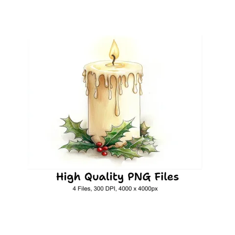 Dripping Wax Christmas Candles Clipart Bundle