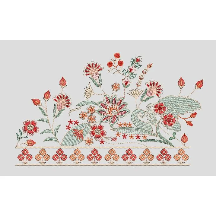 Botanical Blossom Meadow Arrangement Embroidery Design