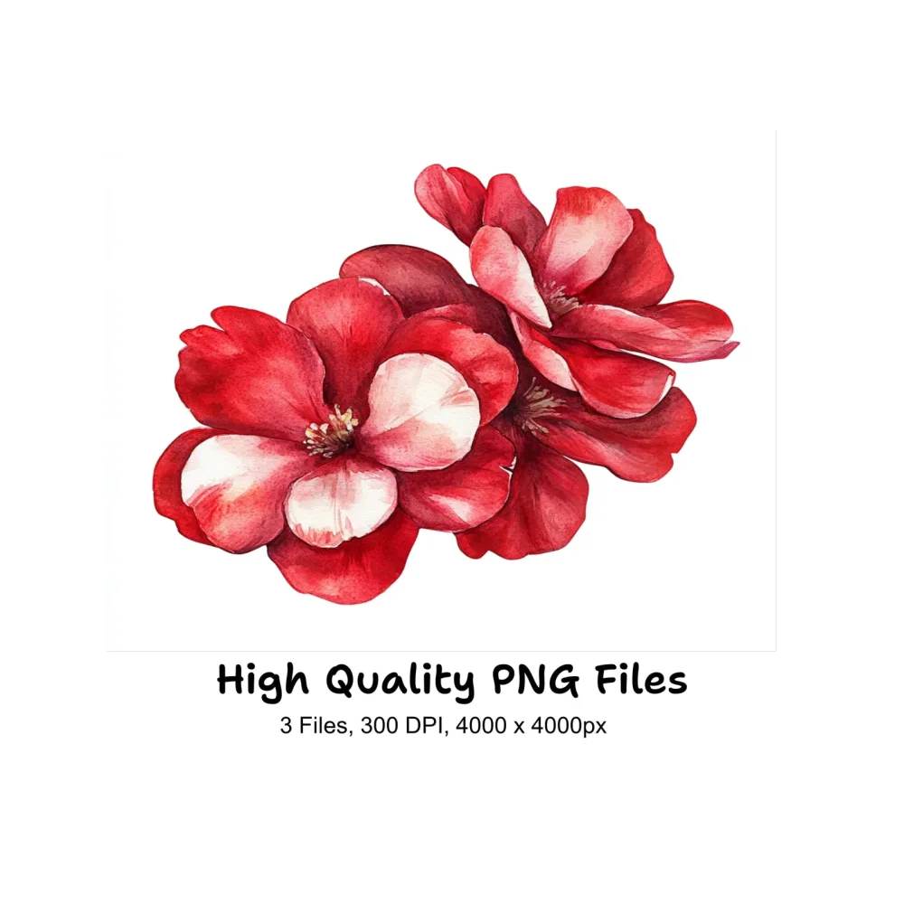Vibrant Red Flower Petals Clipart Bundle