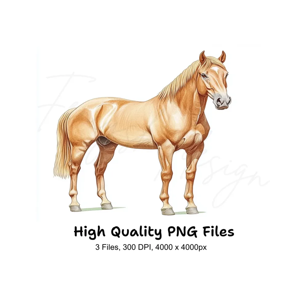Majestic Palomino Horse Clipart Bundle