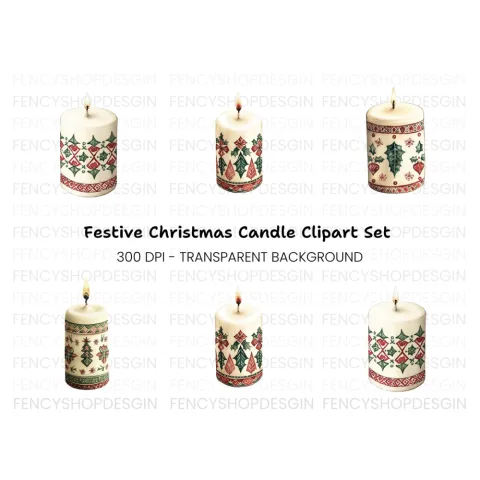 Festive Holiday Candle Clipart Bundle