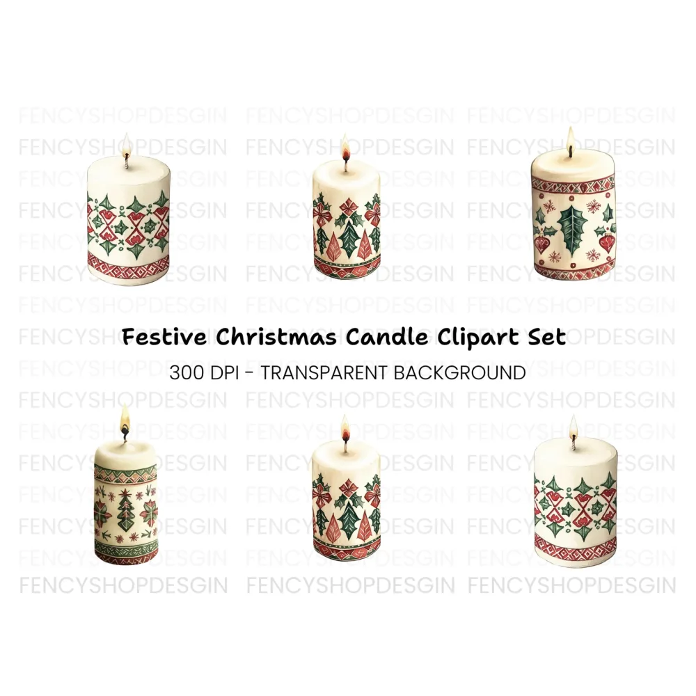 Festive Holiday Candle Clipart Bundle