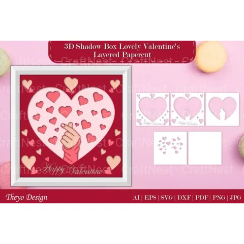 Shadow Box Happy Valentine Layered Papercut SVG