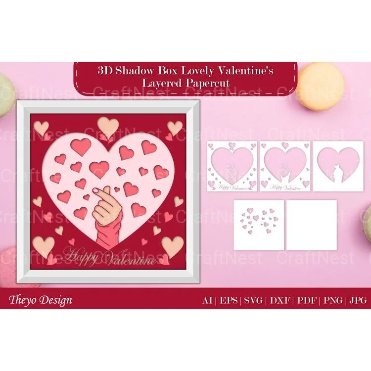 Shadow Box Happy Valentine Layered Papercut SVG