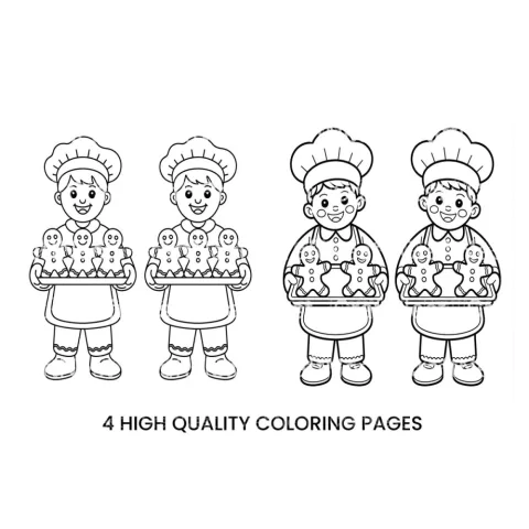 Gingerbread Bakers Fun Coloring Books