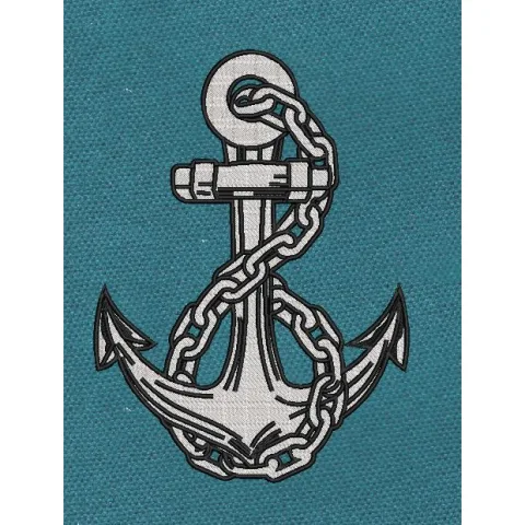 Silver Anchor Embroidery Design