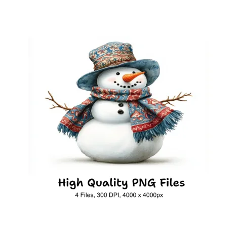 Cute Snowman Clipart Bundle