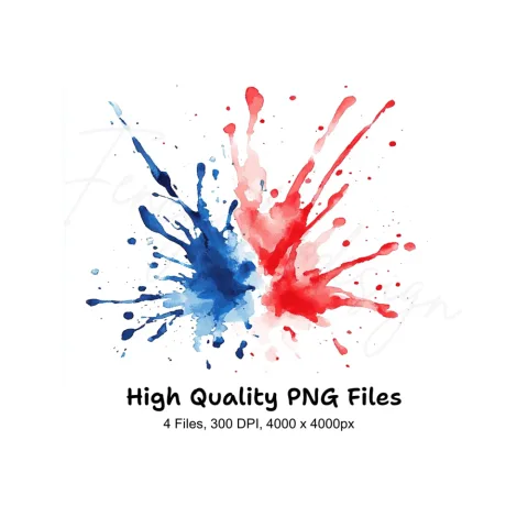 Red and Blue Splashes Clipart Bundle