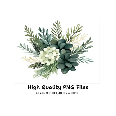 Winter Floral Bouquets Clipart Bundle