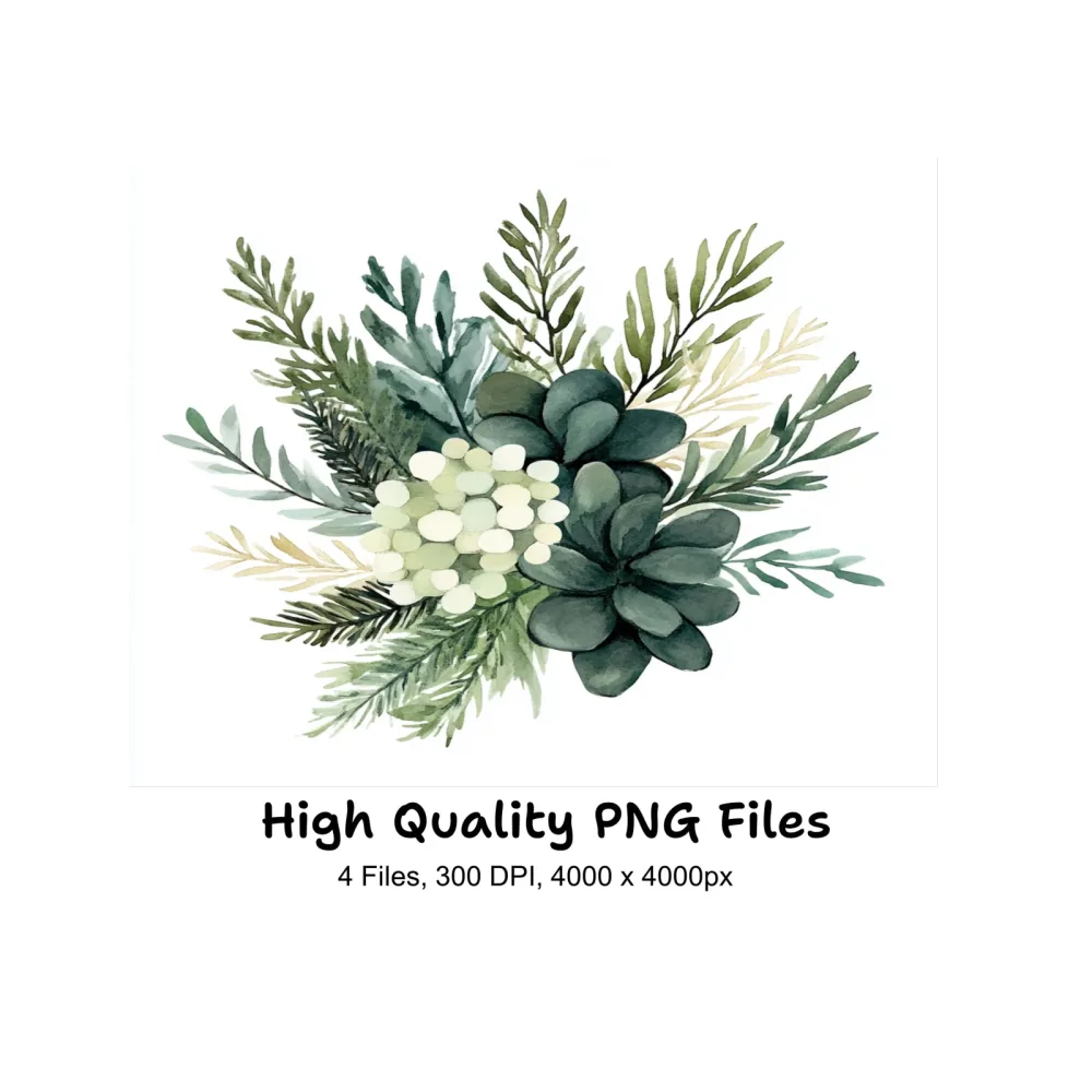Winter Floral Bouquets Clipart Bundle