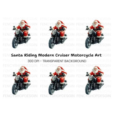 Cool Santa Claus on Motorcycle Clipart Bundle