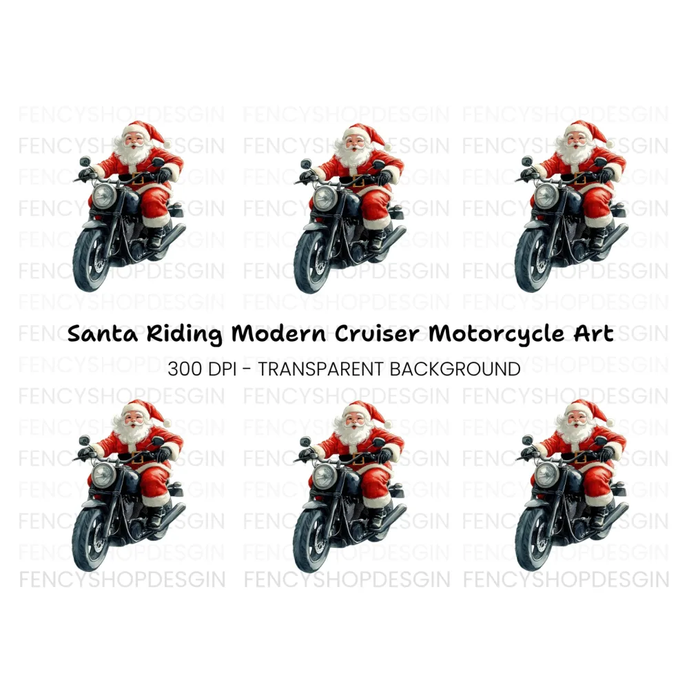 Cool Santa Claus on Motorcycle Clipart Bundle