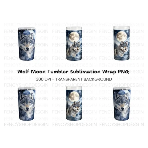 Mystical Wolf Moon Tumbler Clipart Bundle